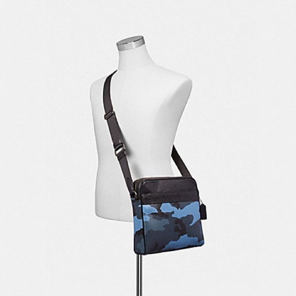 COACH CHARLES CAMERA BAG WITH CAMO PRINT F29052 Dusk Blue Black Multi Crossbody - Picture 16 of 16